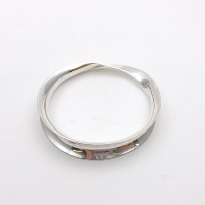 Sterling Silver Vintage Mexican Concave Twist Solid Silver Bangle