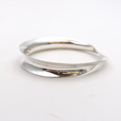 Sterling Silver Vintage Mexican Concave Twist Solid Silver Bangle