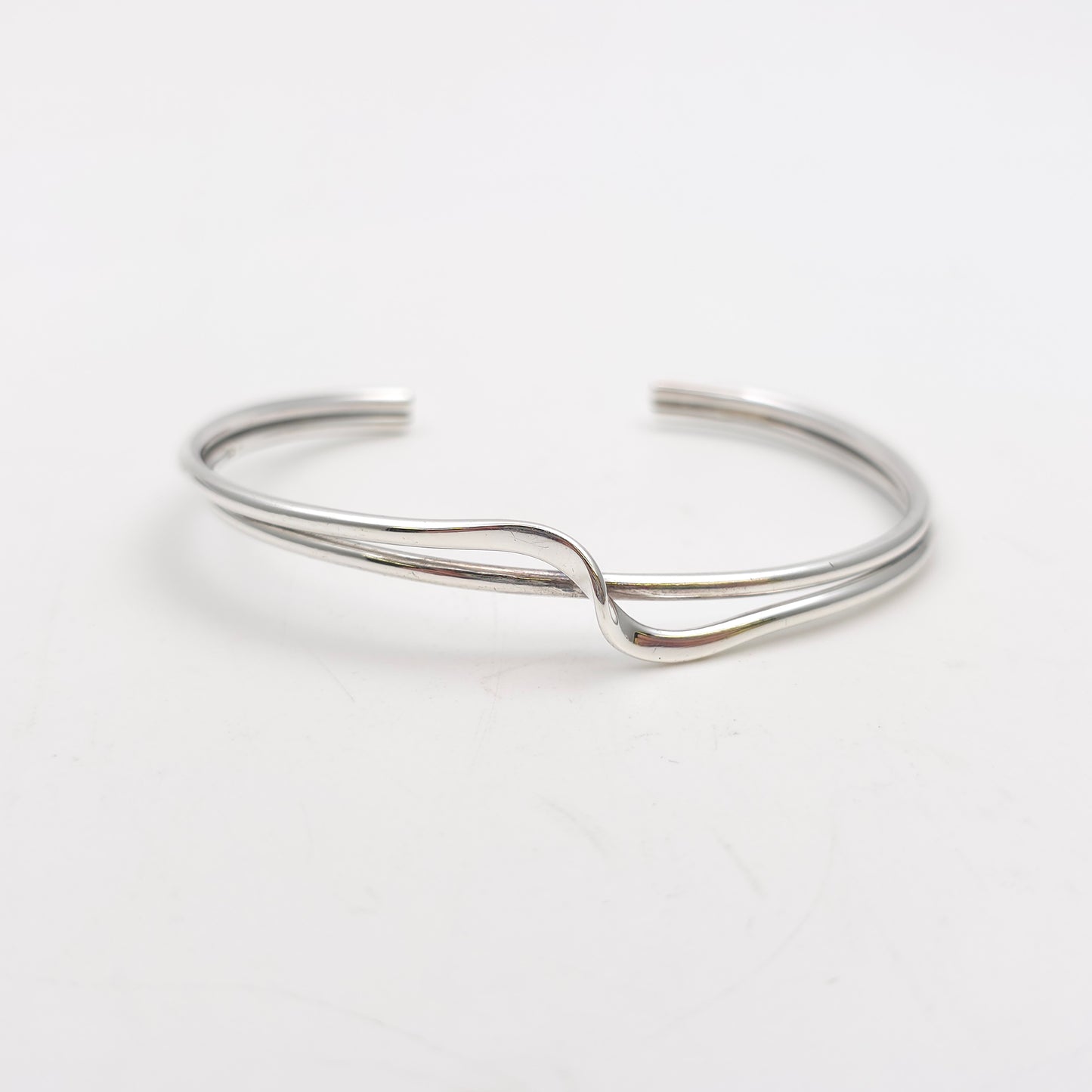 Sterling Silver Simple Two Strand Wiggle / Wave Open Bangle