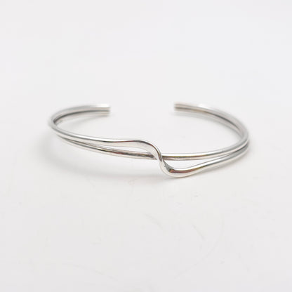 Sterling Silver Simple Two Strand Wiggle / Wave Open Bangle