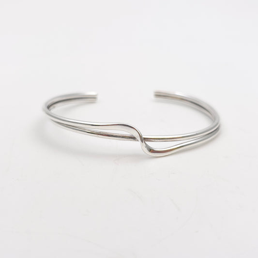 Sterling Silver Simple Two Strand Wiggle / Wave Open Bangle