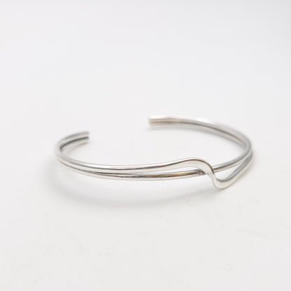 Sterling Silver Simple Two Strand Wiggle / Wave Open Bangle