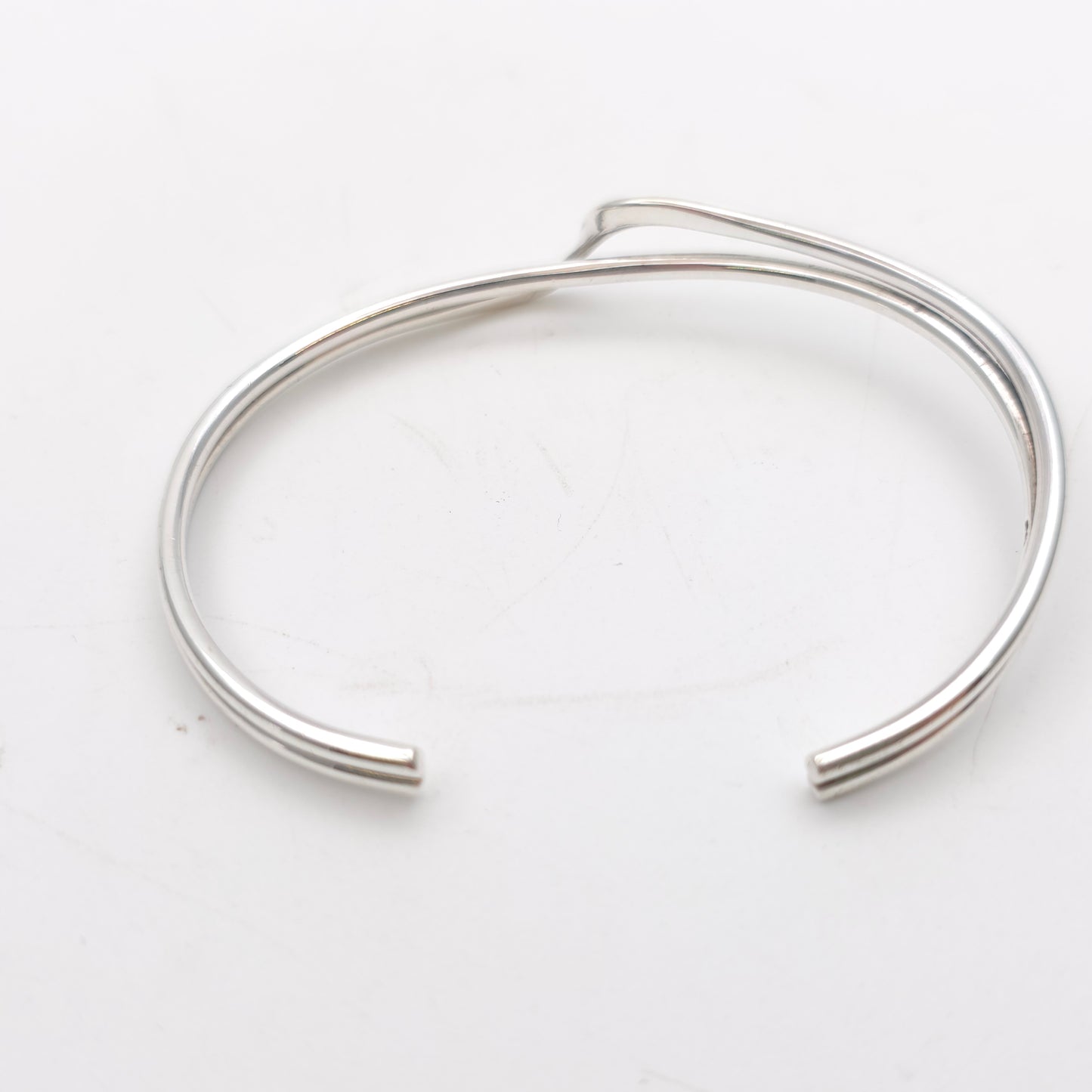 Sterling Silver Simple Two Strand Wiggle / Wave Open Bangle