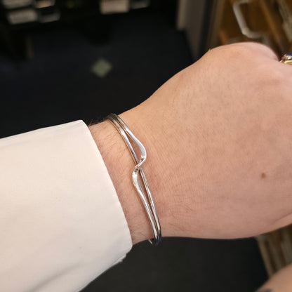 Sterling Silver Simple Two Strand Wiggle / Wave Open Bangle