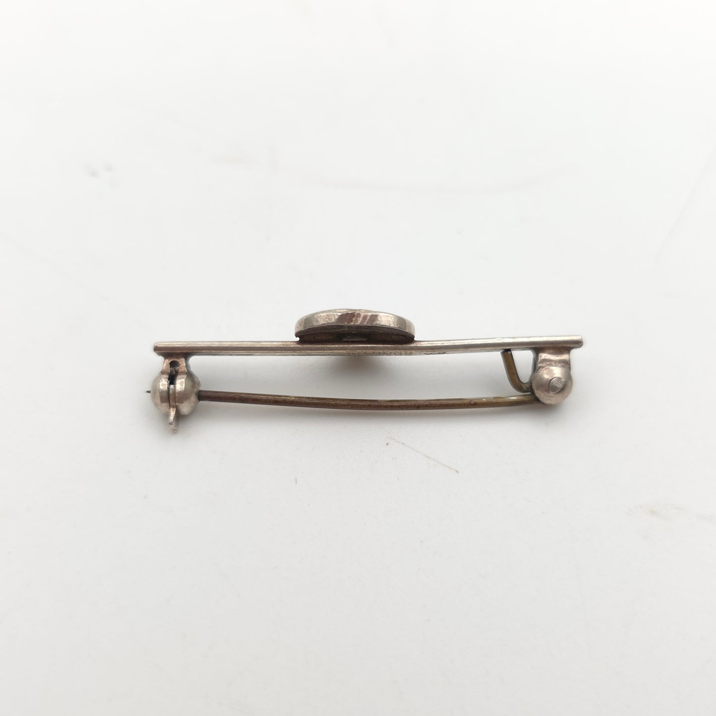 Sterling Silver Vintage Danish Blue Enamel Heart Bar Brooch Volmer Bahner
