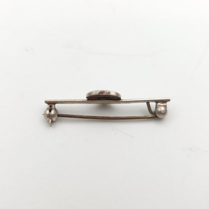 Sterling Silver Vintage Danish Blue Enamel Heart Bar Brooch Volmer Bahner