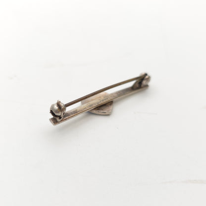 Sterling Silver Vintage Danish Blue Enamel Heart Bar Brooch Volmer Bahner