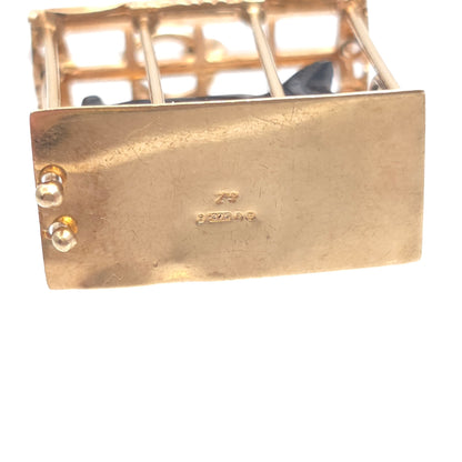 9ct Yellow Gold Vintage Black Dog (Scottie?) In Kennel XL Charm / Pendant Piece