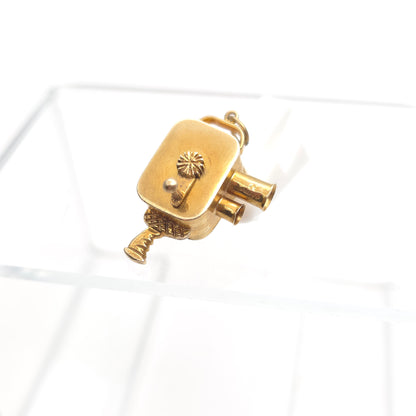 9ct Yellow Gold Vintage Film Camera Charm / Pendant Piece With Rotating Arm