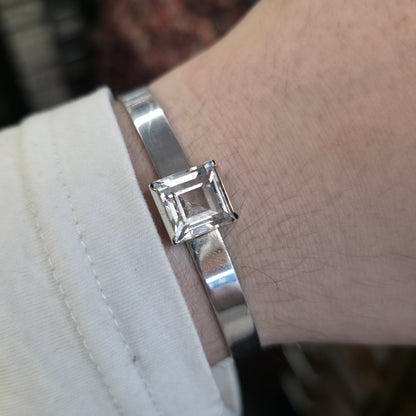 Sterling Silver Vintage 'Swedesign' Bengt Hallberg Rock Crystal Bangle