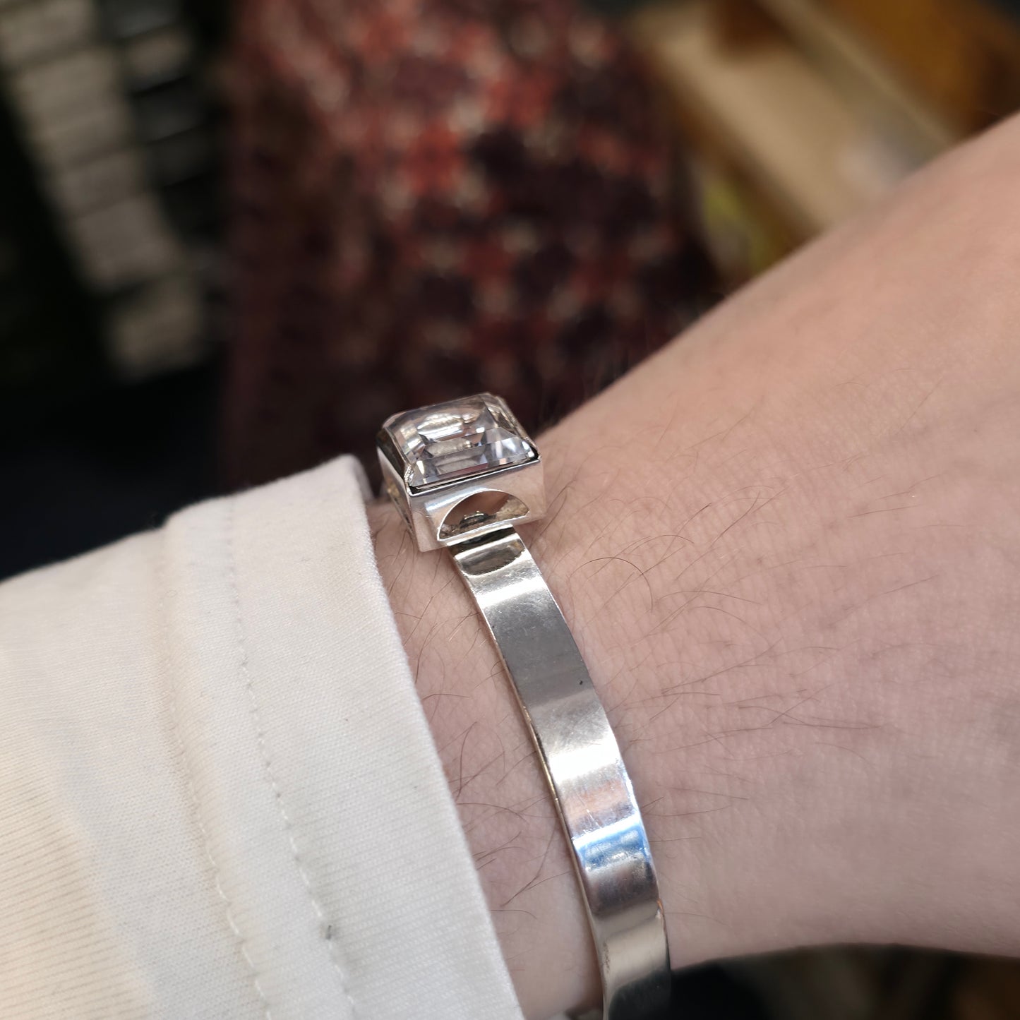 Sterling Silver Vintage 'Swedesign' Bengt Hallberg Rock Crystal Bangle