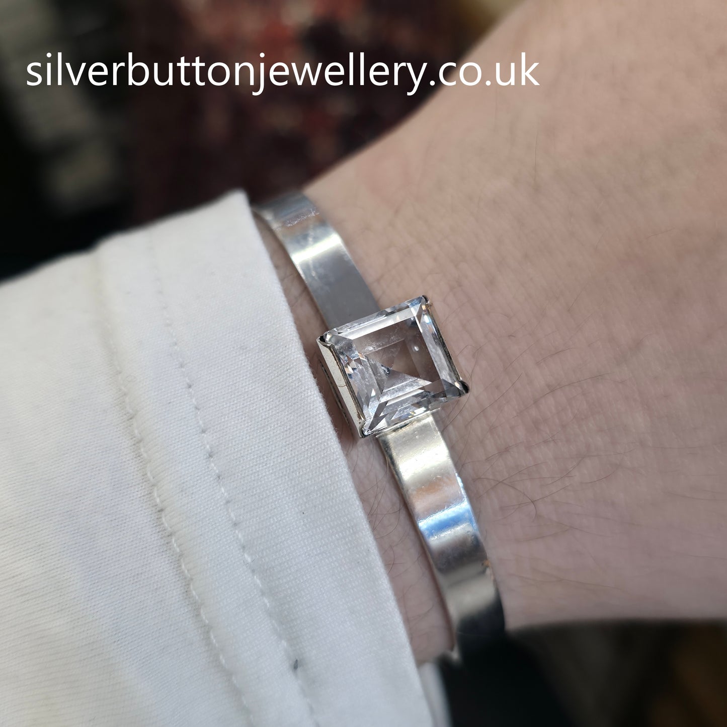 Sterling Silver Vintage 'Swedesign' Bengt Hallberg Rock Crystal Bangle