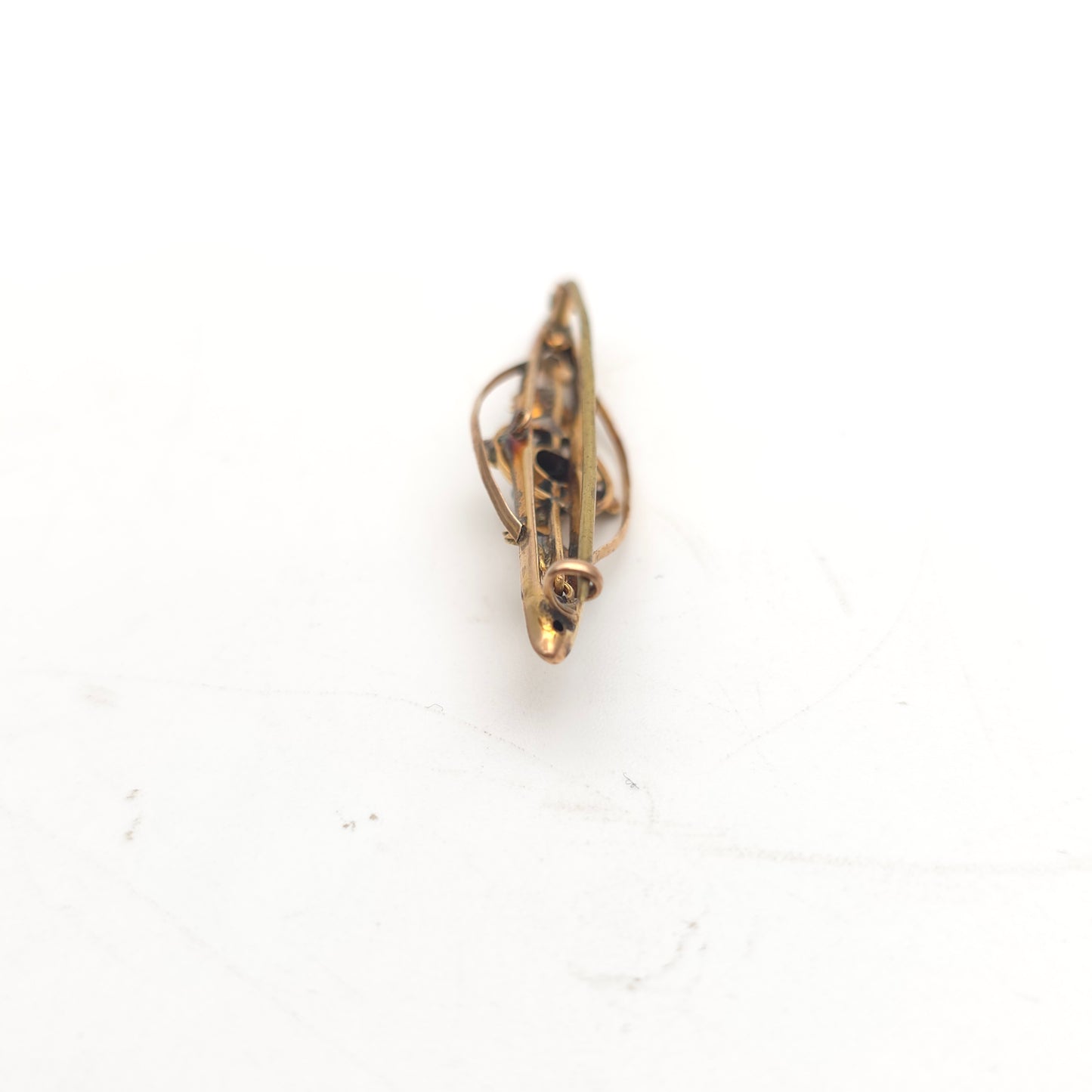 9ct Yellow Gold Antique Garnet And Pearl Openwork Brooch