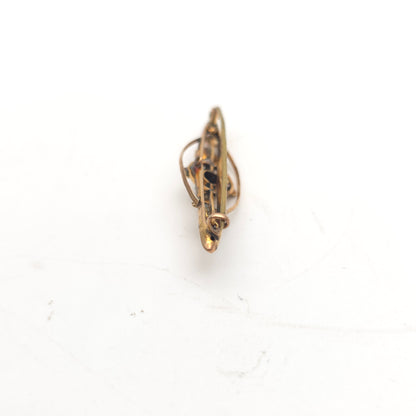 9ct Yellow Gold Antique Garnet And Pearl Openwork Brooch