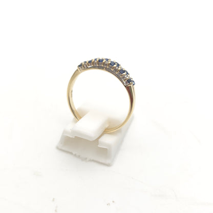 9ct Yellow Gold Alternating Sapphire And Diamond Two Row Half Eternity Ring