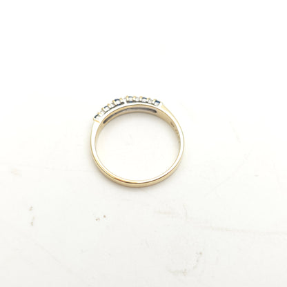 9ct Yellow Gold Alternating Sapphire And Diamond Two Row Half Eternity Ring