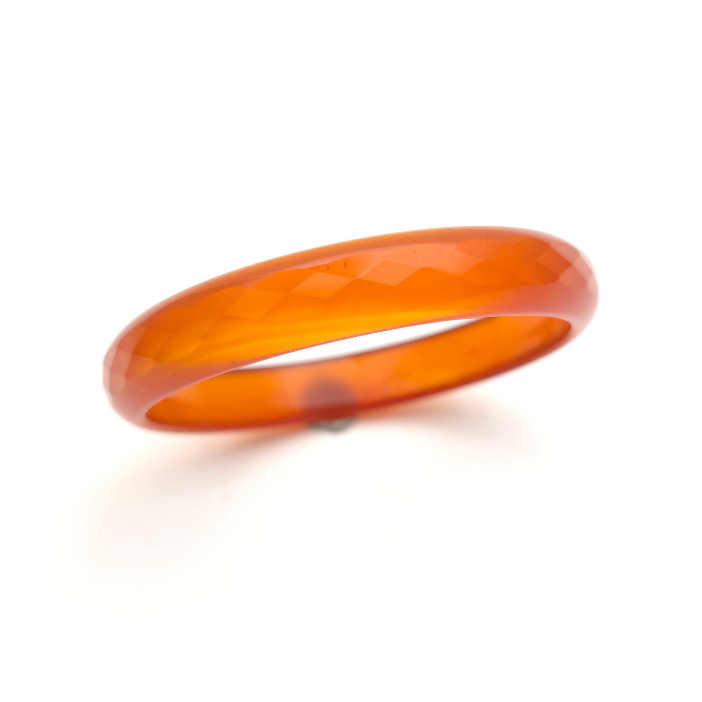 Solid Faceted Carved Carnelian Bangle
