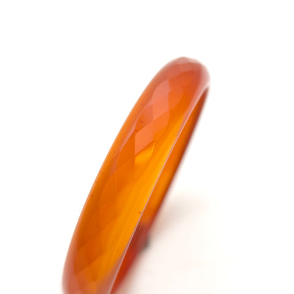 Solid Faceted Carved Carnelian Bangle