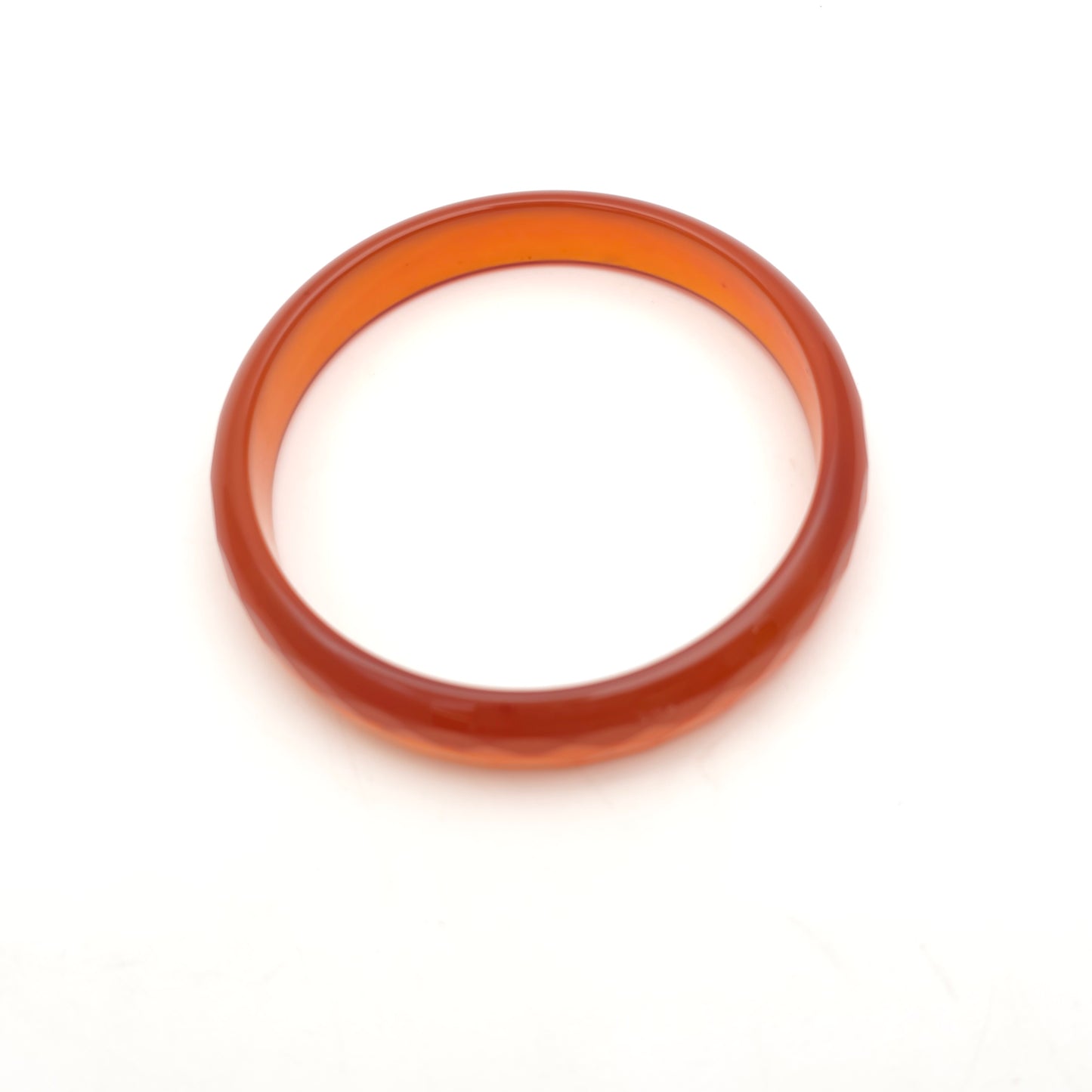 Solid Faceted Carved Carnelian Bangle