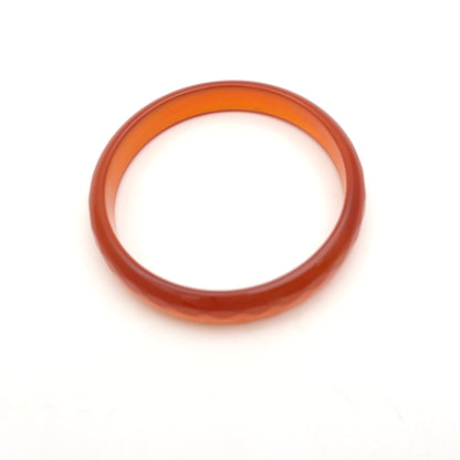 Solid Faceted Carved Carnelian Bangle