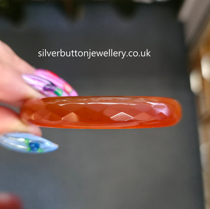 Solid Faceted Carved Carnelian Bangle