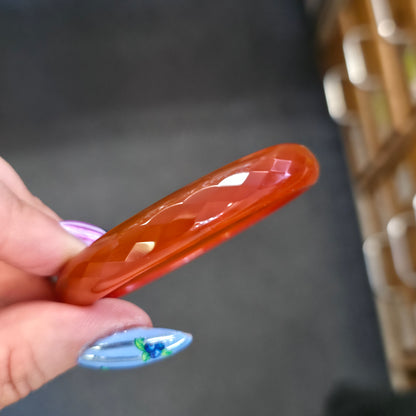 Solid Faceted Carved Carnelian Bangle