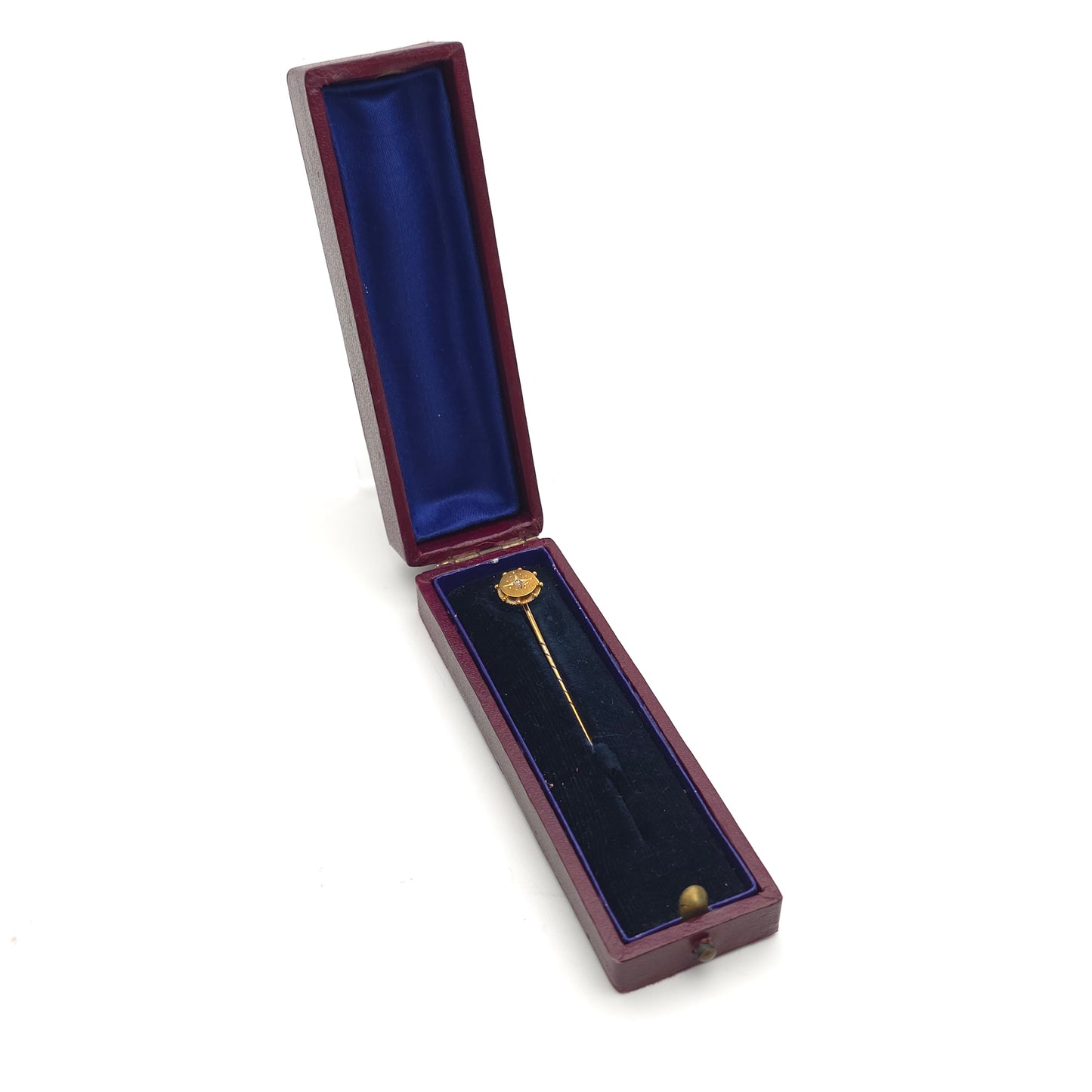15ct Yellow Gold Boxed Antique Diamond Set Head With 9ct Body Stick Pin