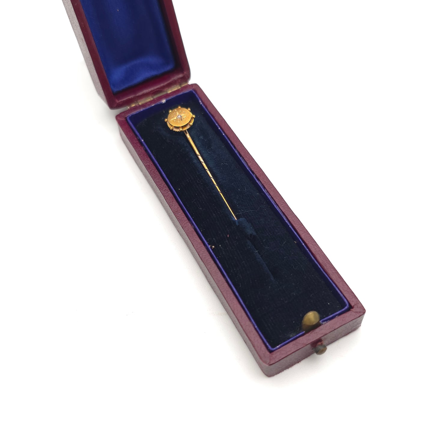 15ct Yellow Gold Boxed Antique Diamond Set Head With 9ct Body Stick Pin
