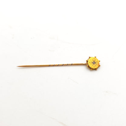 15ct Yellow Gold Boxed Antique Diamond Set Head With 9ct Body Stick Pin