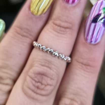 Sterling Silver Pandora 'Forever Love' Heart Beaded Eternity Band Ring