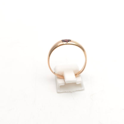 9ct Rose Gold Vintage Gents Star Set Garnet Solitaire Band Ring