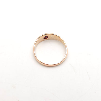 9ct Rose Gold Vintage Gents Star Set Garnet Solitaire Band Ring