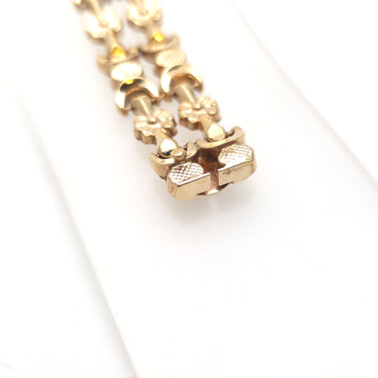 9ct Yellow Gold Antique Hollow Link Floral Fancy Link Cuff Bracelet