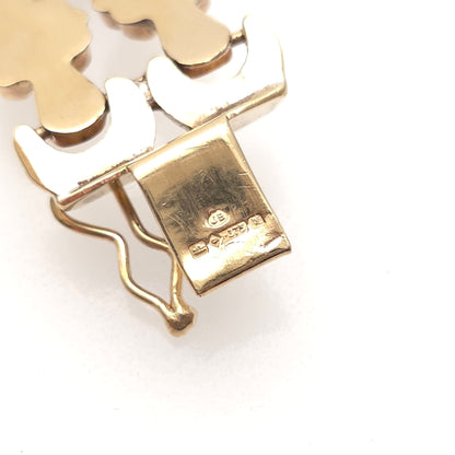 9ct Yellow Gold Antique Hollow Link Floral Fancy Link Cuff Bracelet