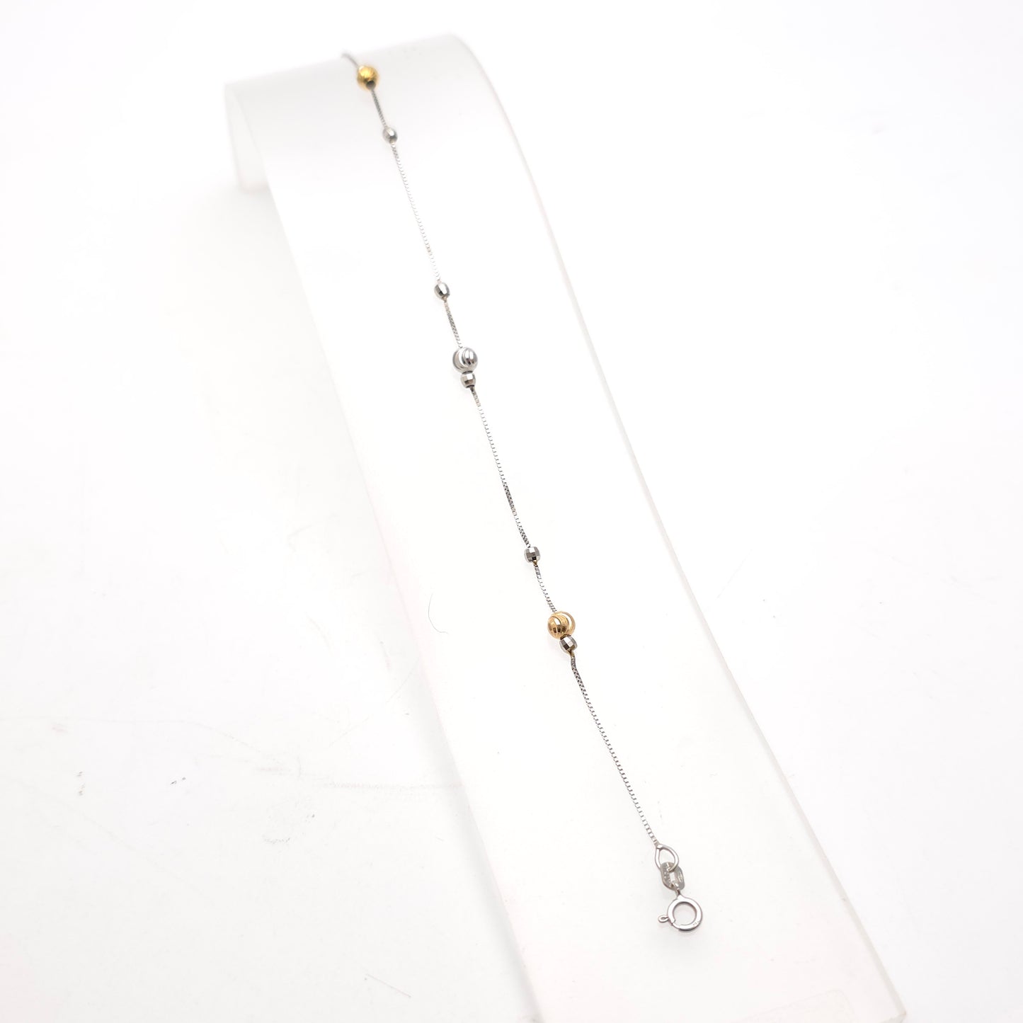 18ct White Gold And Yellow Gold Moving Beaded Lightweight Bracelet