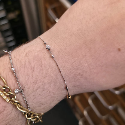 18ct White Gold And Yellow Gold Moving Beaded Lightweight Bracelet