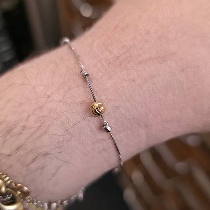18ct White Gold And Yellow Gold Moving Beaded Lightweight Bracelet