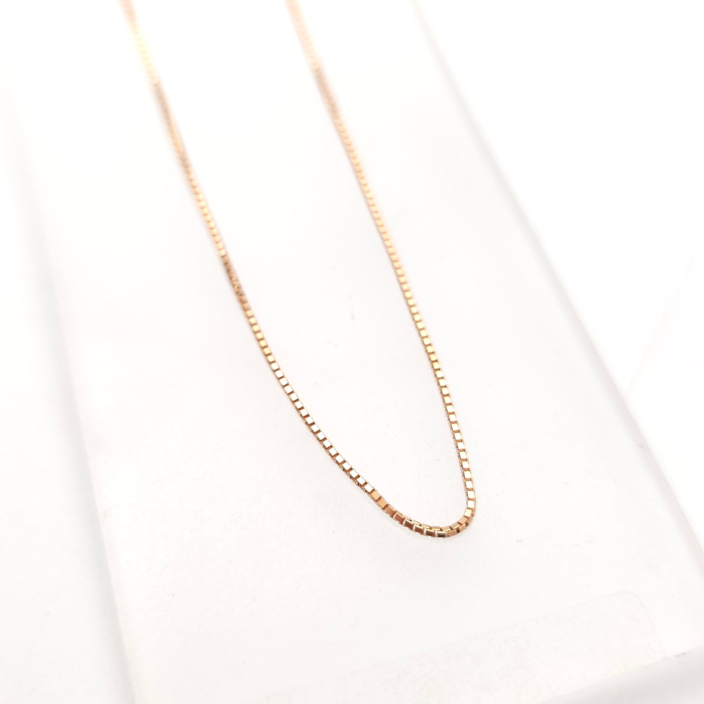 18ct Rose Gold Venetian Box Chain Necklace 16 Inch / 40cm