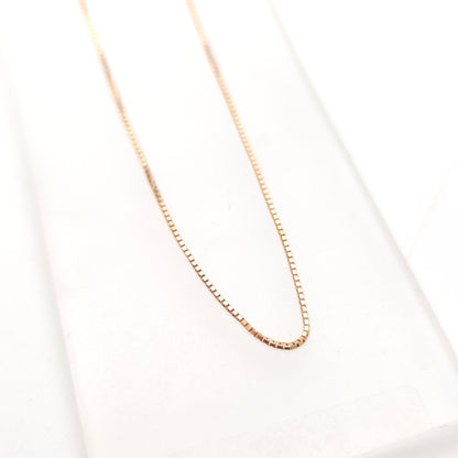 18ct Rose Gold Venetian Box Chain Necklace 16 Inch / 40cm