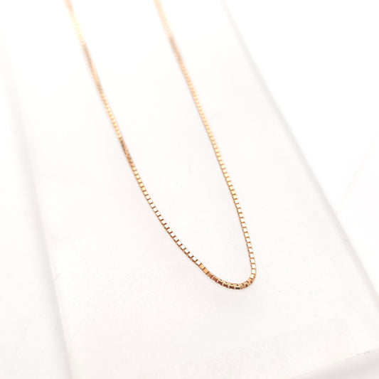 18ct Rose Gold Venetian Box Chain Necklace 16 Inch / 40cm