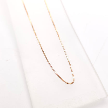 18ct Rose Gold Venetian Box Chain Necklace 16 Inch / 40cm