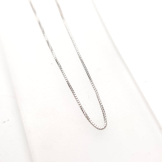 18ct White Gold Venetian Box Chain Necklace 16 Inch / 40cm
