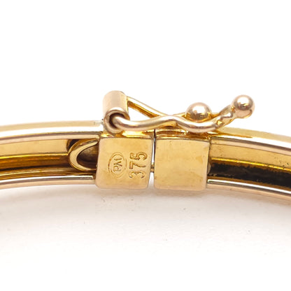 9ct Yellow Gold With White Gold Detail Pink Stone Set Lightweight Bangle