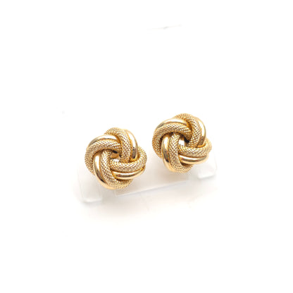 9ct Yellow Gold Vintage XL Extra Large Textured Knot Stud Earrings