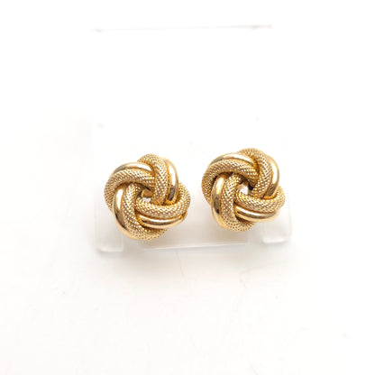 9ct Yellow Gold Vintage XL Extra Large Textured Knot Stud Earrings