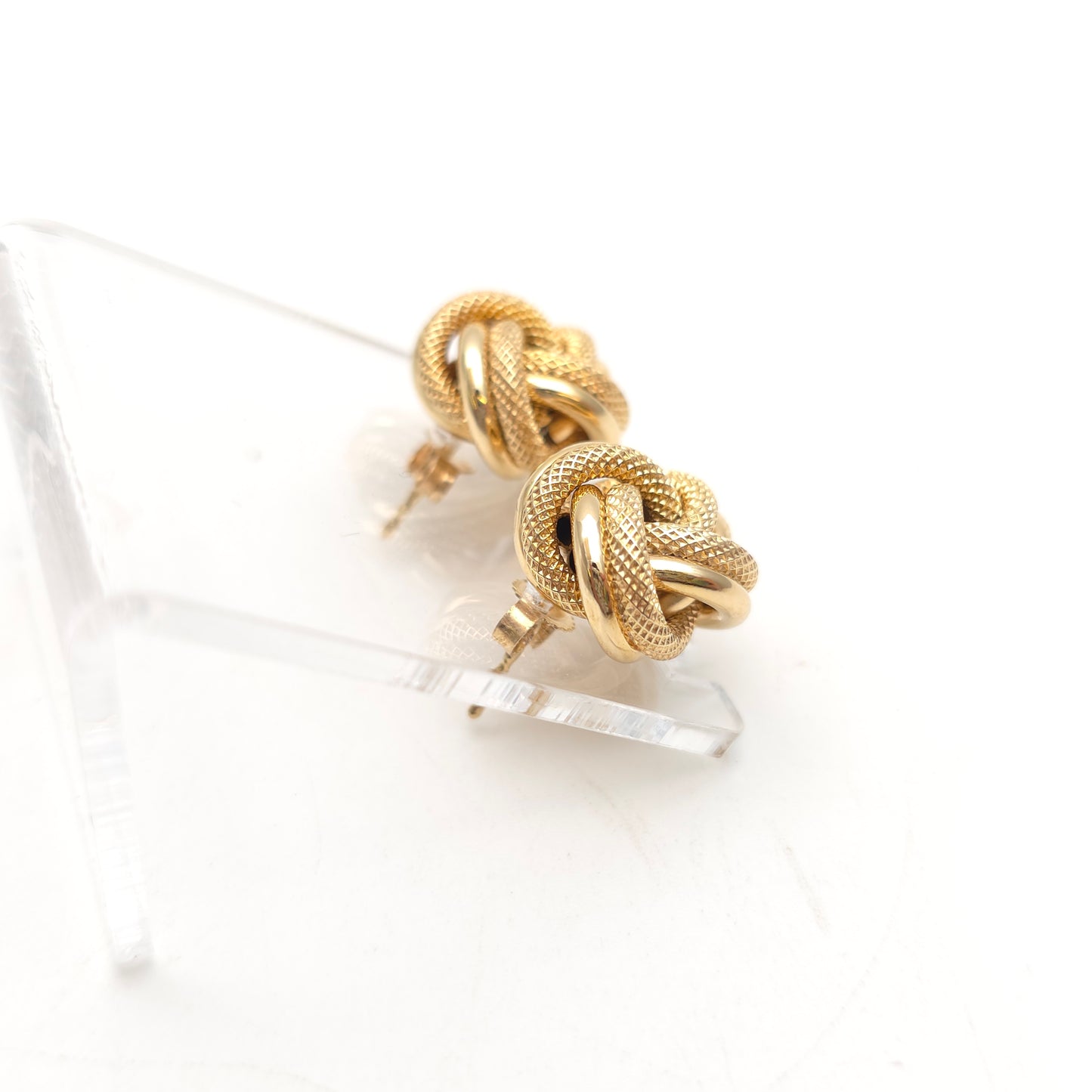 9ct Yellow Gold Vintage XL Extra Large Textured Knot Stud Earrings
