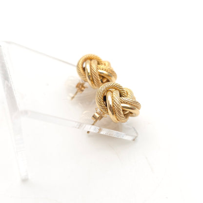 9ct Yellow Gold Vintage XL Extra Large Textured Knot Stud Earrings