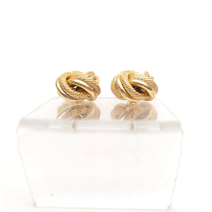 9ct Yellow Gold Vintage XL Extra Large Textured Knot Stud Earrings