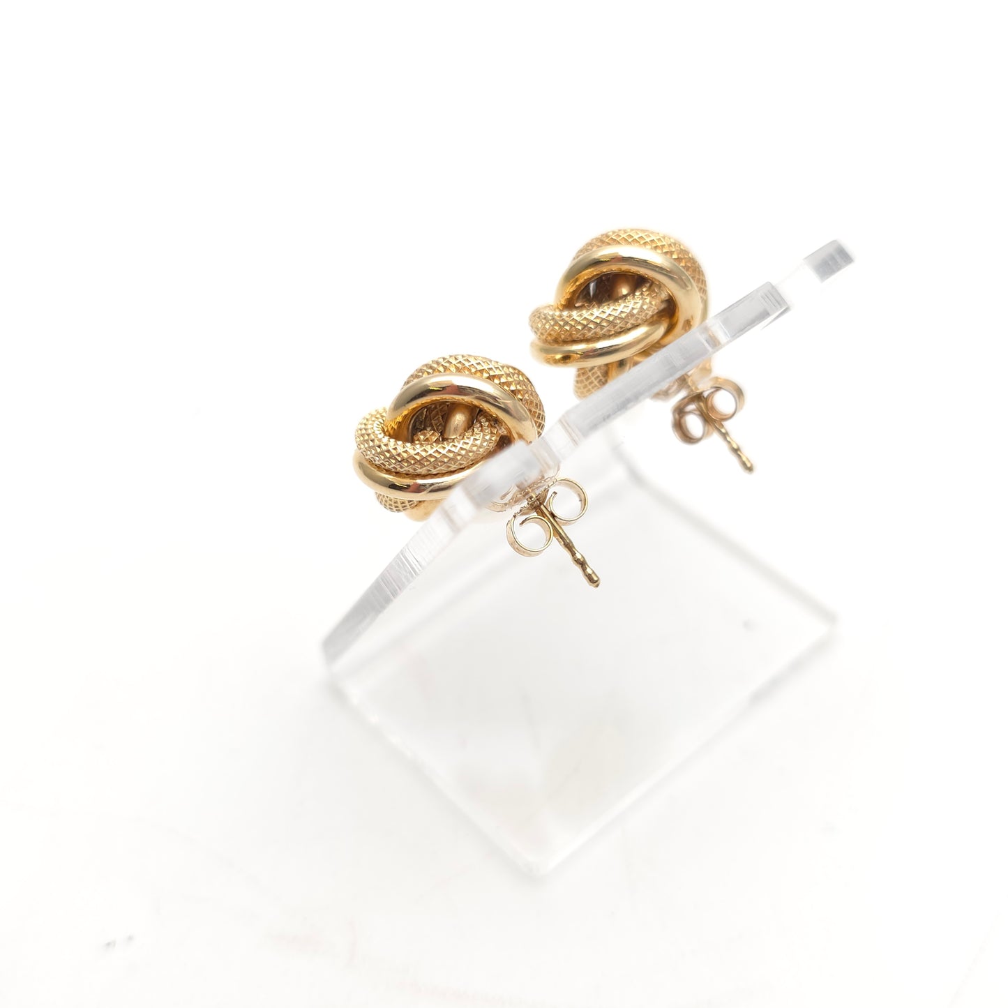 9ct Yellow Gold Vintage XL Extra Large Textured Knot Stud Earrings