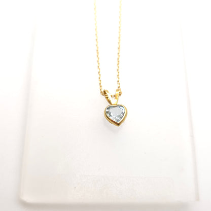 9ct Yellow Gold Heart Cut Blue Topaz Solitaire Pendant And Stud Earring Set